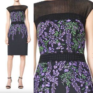 NWT Tadashi shoji Numa Embroidered lace Dress ASF16132M Purple Haze black size 6